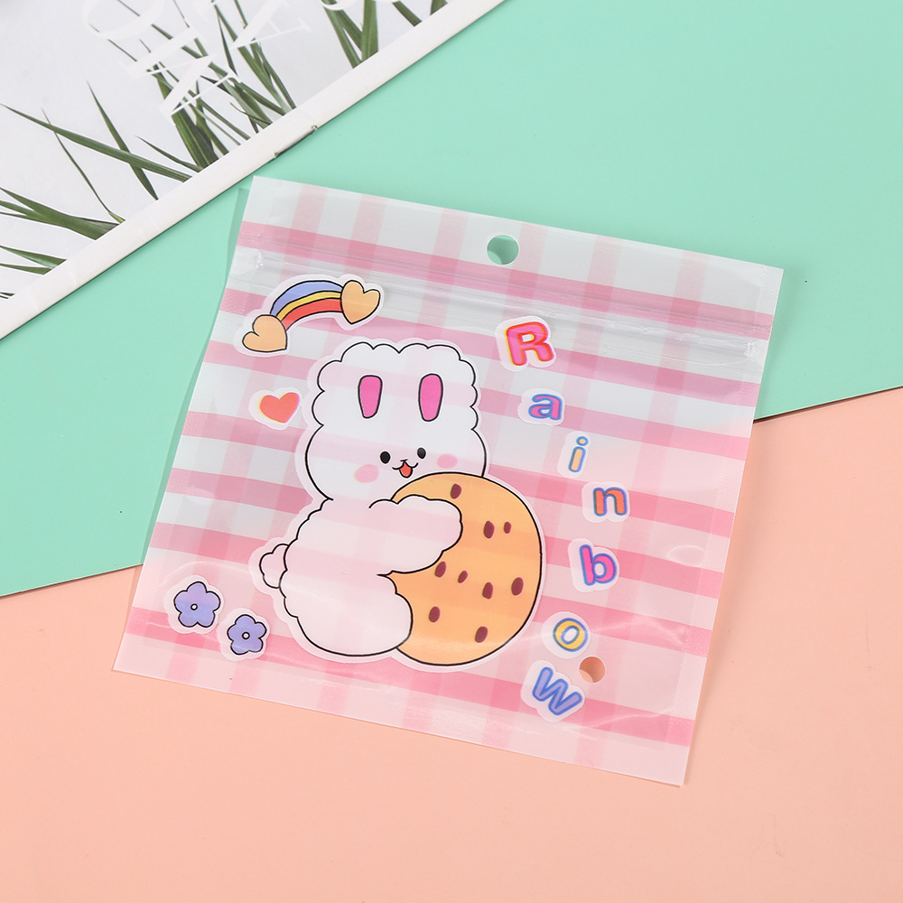 Bolsa de embalaje de dibujos animados lindo snack ziplock bolsa de alimentos sub-Bolsa de embalaje galleta caramelo clasificación del hogar bolsa de almacenamiento al por mayor