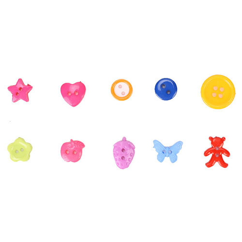 Factory direct sales, colorful mixed cartoon resin buttons, kindergarten stickers, children's plastic buttons, round