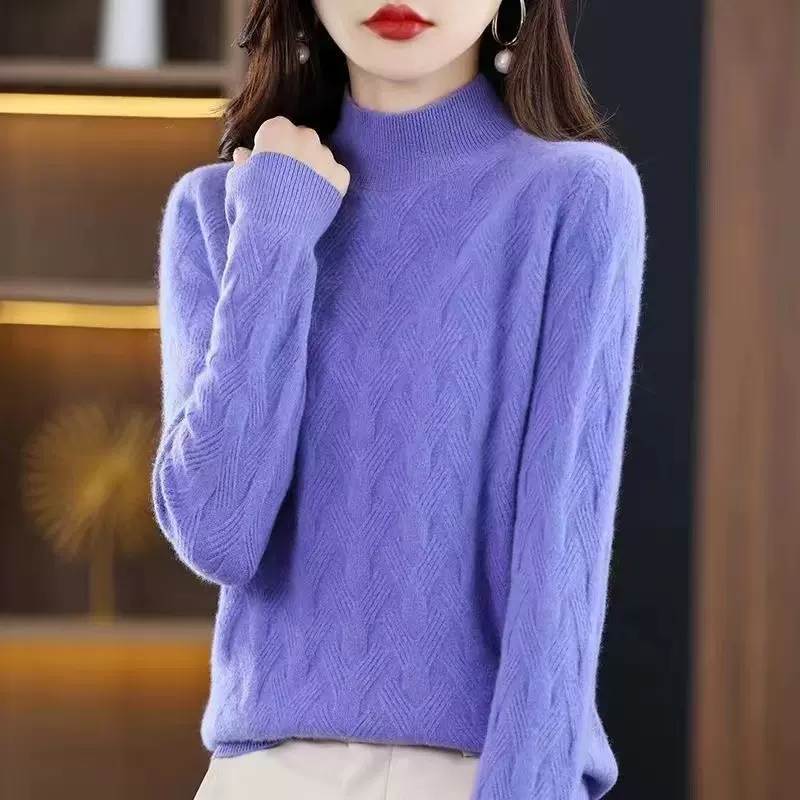 半高领加厚毛衣女秋冬新款套头宽松显瘦休闲慵懒风针织打底衫外穿