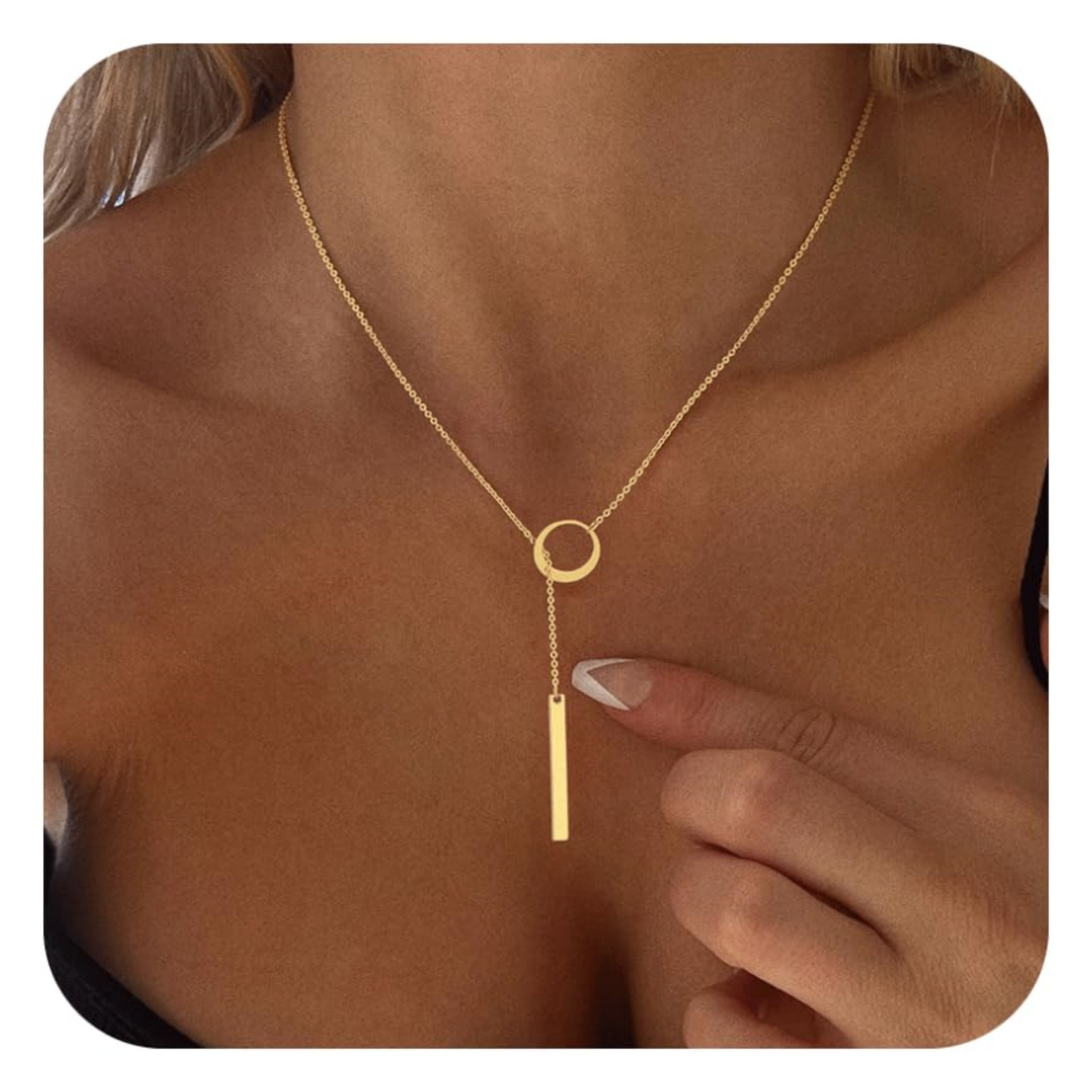 Collier géométrique minimaliste en laiton doré avec fermoir ot_voghion.com