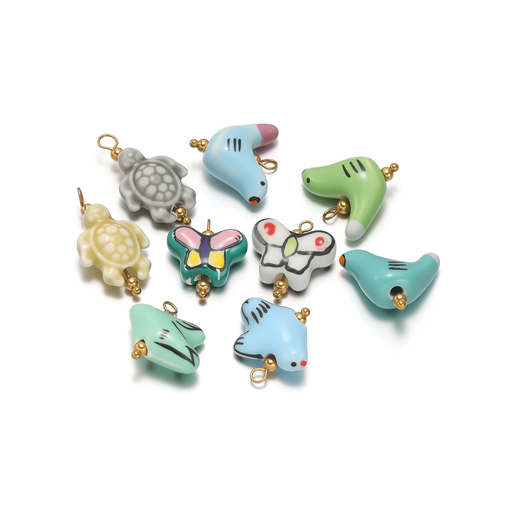 Colgante de cerámica pintado y colgante de mariposa paloma de la paz DIY collar versátil joyas de pulsera al por mayor