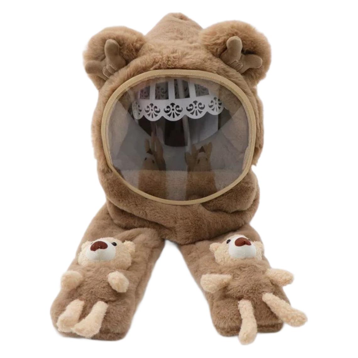 어린이 모자 새로운 겨울 소녀 승마 모자 소년  보호 마스크 스카프 장갑 통합 방풍 모자