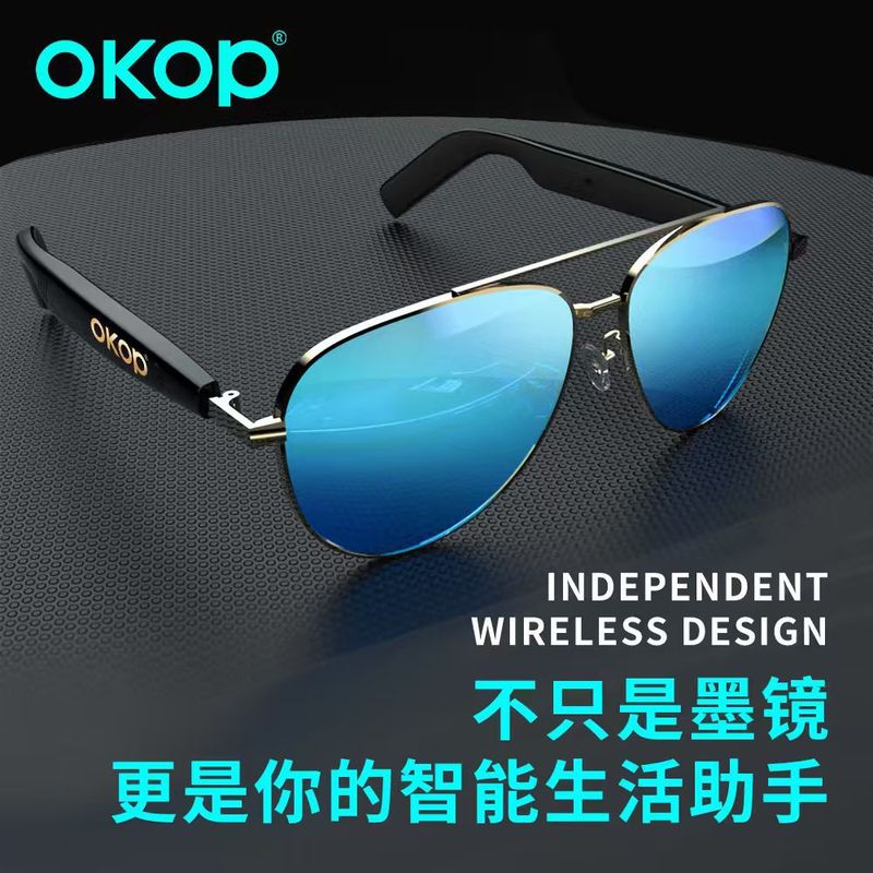 Y101跨境智能蓝牙眼镜防水防汗蓝牙耳机语音通话防蓝光空气传导|undefined