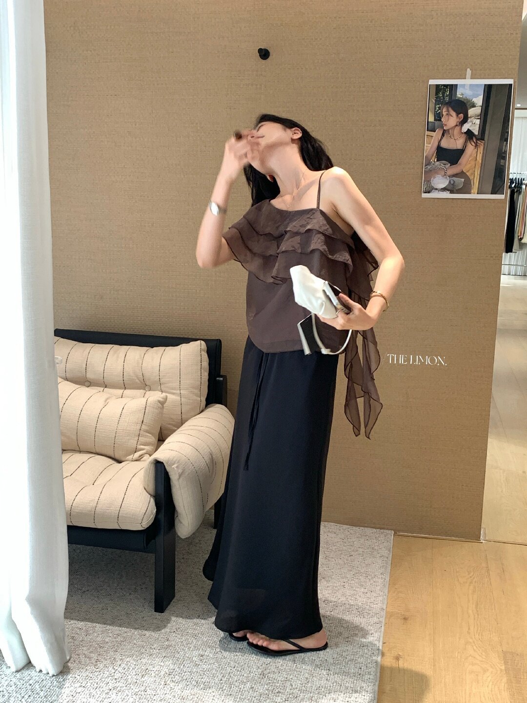 Chân váy chữ A nữ dài mắt cá buộc dây phong cách thư giãn — màu đen, Màu cà phê, xanh lá cây, màu mơ chi tiết 32