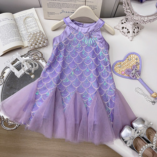 女童無袖公主裙夏季新款女寶寶洋氣美人魚裙子吊帶連衣裙AXB365