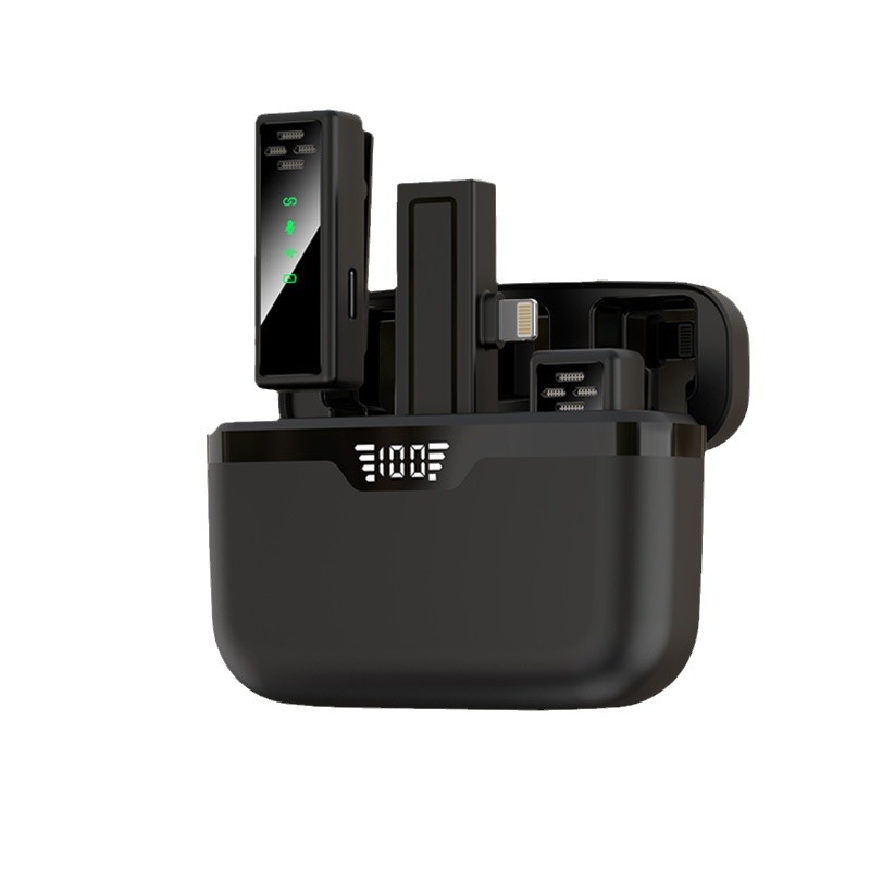 Estuche de carga para micrófono inalámbrico J80 con pantalla digital, transmisión en vivo, reducción de ruido, grabación de video, mini micrófono, pantalla digital inalámbrica