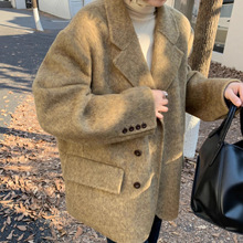 6183秋冬新款双面羊绒大衣女加厚短款韩版宽松小西装羊毛呢外套女