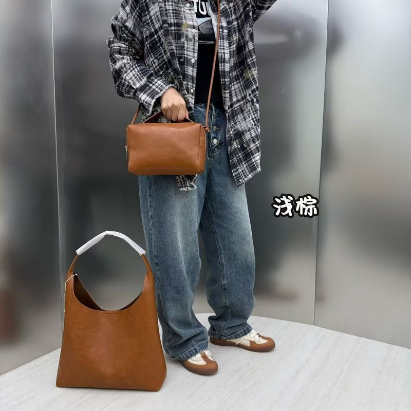 纯色软皮腋下包包女2025秋季大容量百搭高级感通勤单肩托特包批发|undefined
