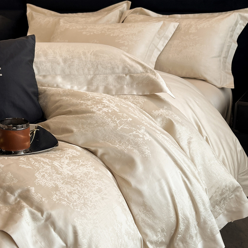 2026 New Model 120S Long-Staple Cotton Jacquard Four-Piece Set, Light Luxury High-End Pure Cotton Duvet Cover, Bed Sheet, Bedding