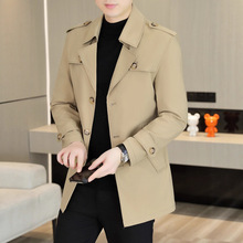 25新款风衣外套男短款春秋薄款英伦风卡其色商务休闲中青年单排扣