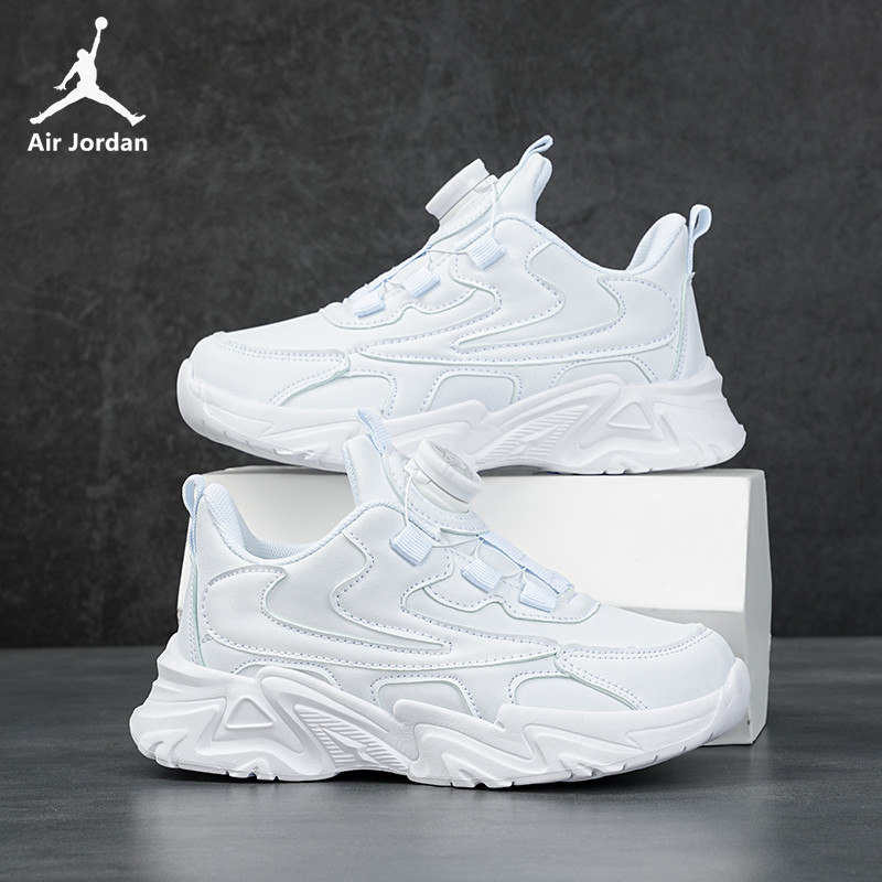 Jordan Kidsren's White Shoes Autumn and Winter Leather Rotating Button Sneakers for Boys and Girls Student Running Sneakers Dad Shoes Jordan Kidsren's White Shoes Autumn and Winter Leather Rotating Button Sneakers for Boys and Girls Student Running Sneakers Dad Shoes