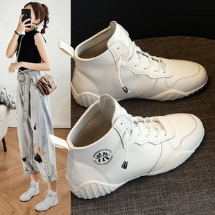 White Shoes for Women 2025 Spring & Fall Martin Shoes New Versatile Sports Popular High-Top Shoes Casual Student Flats
