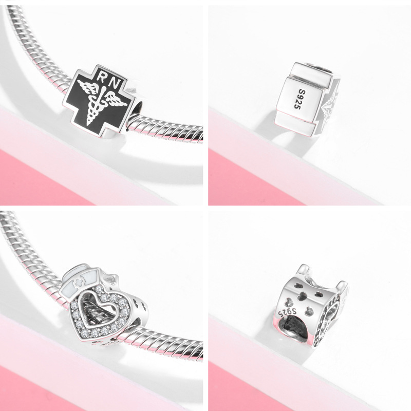 Retro Cross Heart Sterling Silver Inlay Zircon Pendants Jewelry Accessories display picture 1