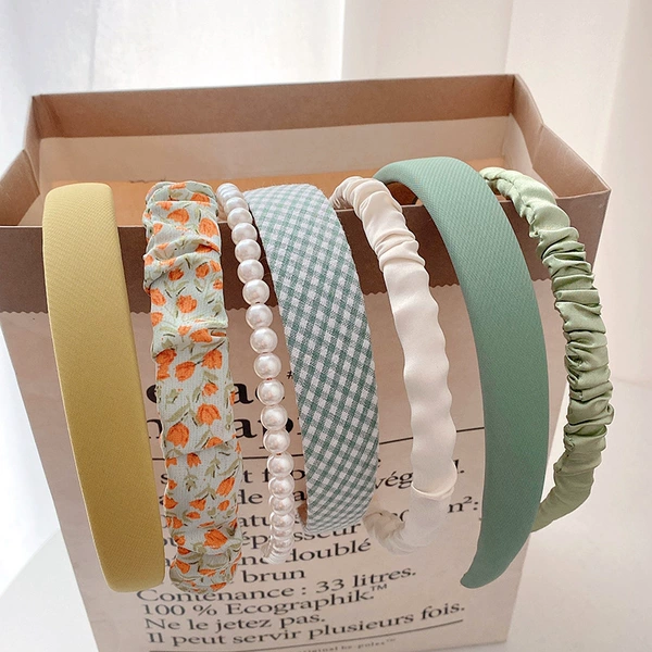 Green headband, set, wide color palette