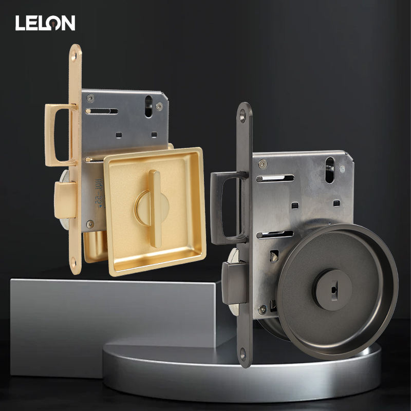 Cerradura de puerta de bolsillo redondo incrustada cerradura de puerta deslizante de tracción oculta cerradura de puerta deslizante de madera cerradura de puerta deslizante de baño cerradura de gancho