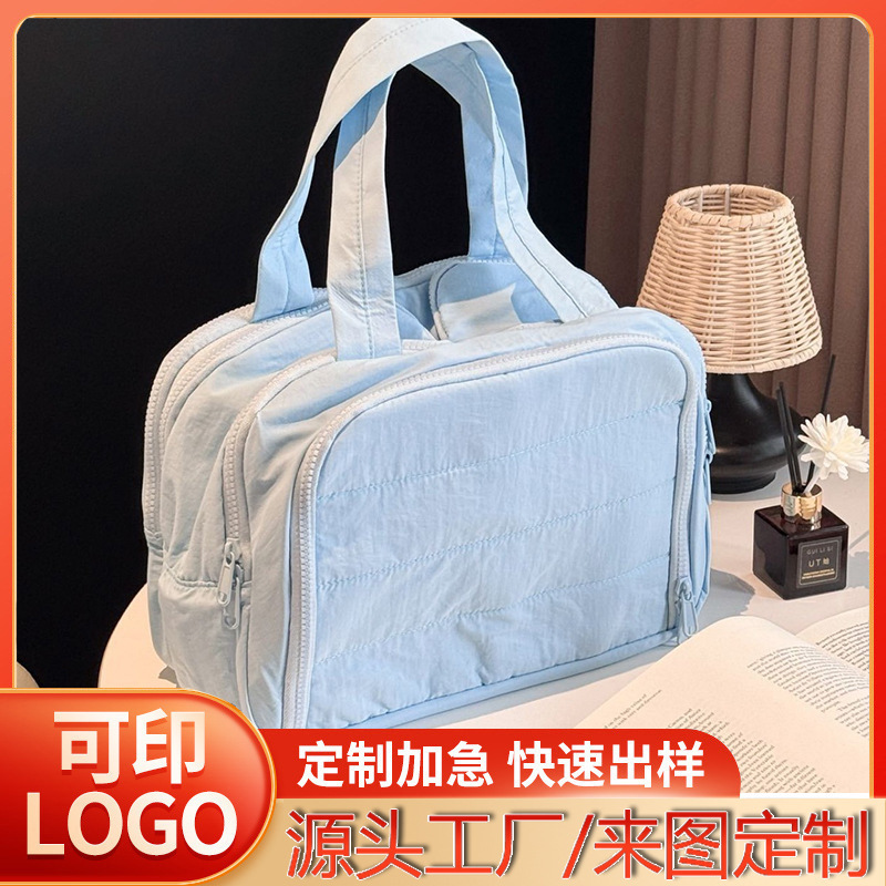 2025 新しい分割化粧品バッグ女性のダブルオープンワイドオープン大容量ハイエンド旅行ポータブルトイレタリーバッグ収納袋|undefined