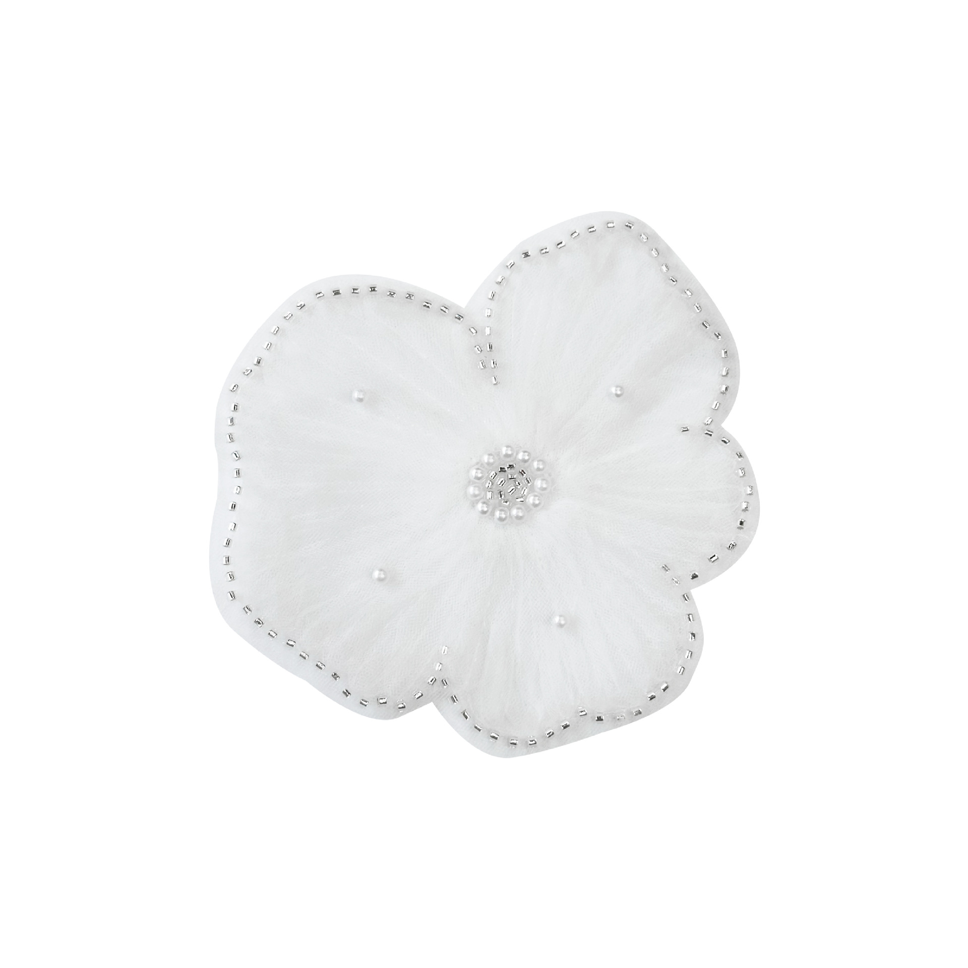Perlas de alta calidad de bordado de flores pesadas bordadas flores blancas flores de pecho tridimensionales vestido de boda bolsas zapatos sombreros decoración