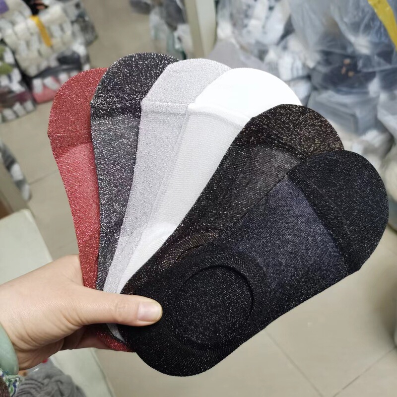 Summer Thin Silk Cotton Blended Women's Boat Socks Simple Glitter Bright Silk Low Top Shallow Socks golobalone Korean Socks