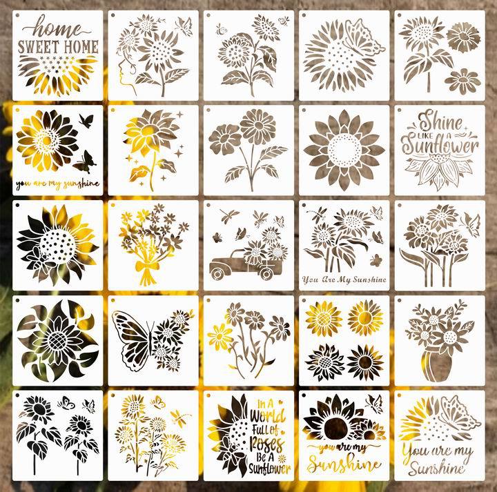 亚马逊跨境专供玫瑰花野花绘画模板  春天植物田园植物海洋绘画模