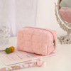 High quality cream handheld cosmetic bag to go out, capacious storage bag