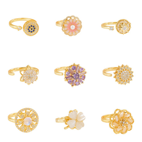Tulip Rings Jewelry Rotating Ring Women's Copper Gold Plated Fadeless Elegant Li