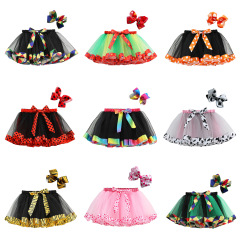 新款動物系列女童半身裙加內襯兒童短裙卡通奶牛斑馬印花tutu裙