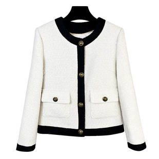 Independent 2025 New Tong Liya Star Black and White Contrast Color French High Wool Chanel Classic Coat