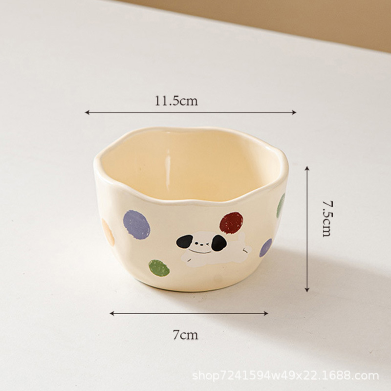 폴카 도트 강아지 4.5inch 그릇