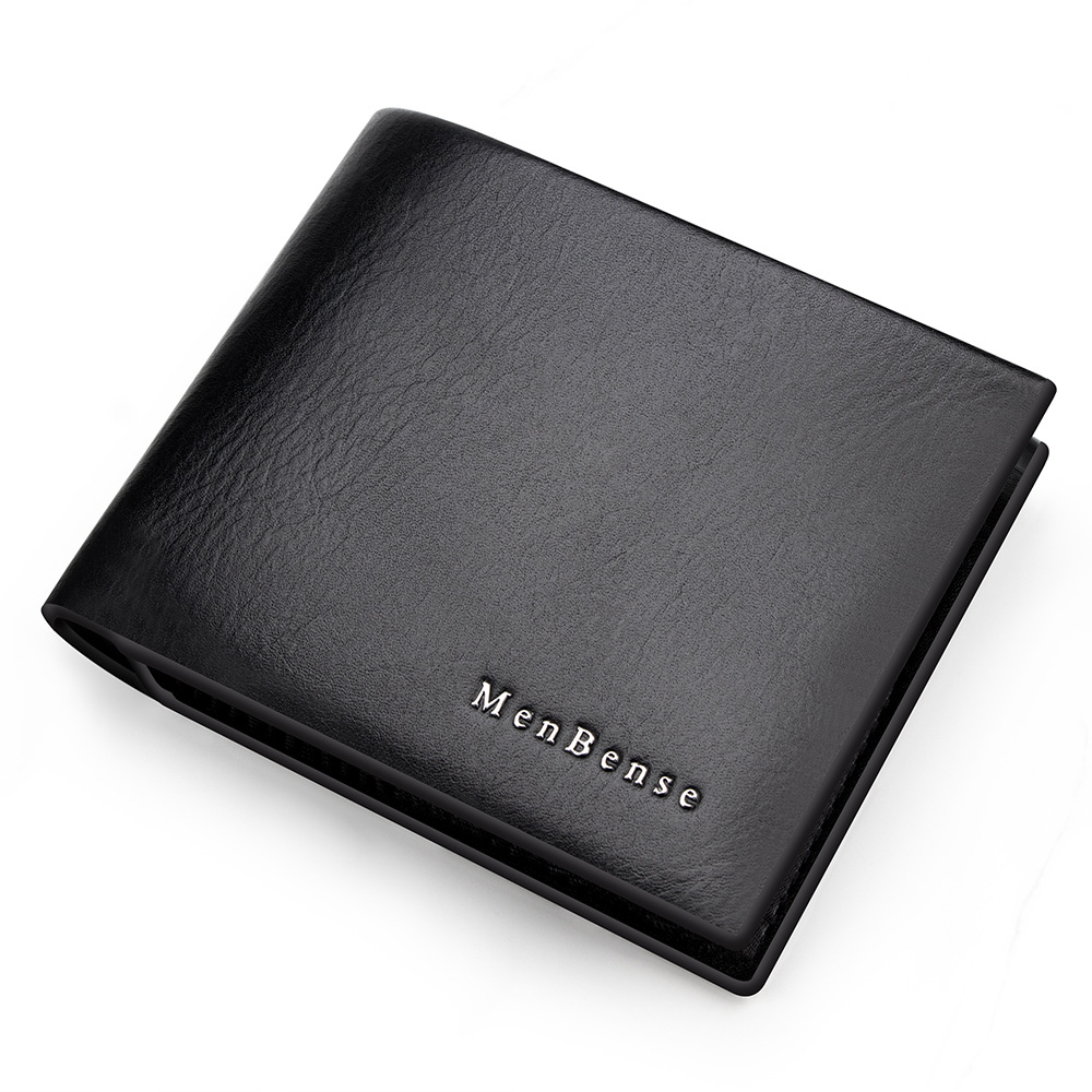 Ventas transfronterizas calientes de textura de cuero real cartera horizontal de negocios de hombre cartera corta de cuero de tres plegados cartera de moda de bisagra de hombre