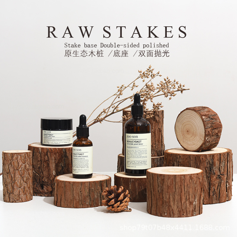 Natural Log Pile Base Photo Props Round Wood Piece Background Decorative Ornaments ins Style Display Still Life Shooting