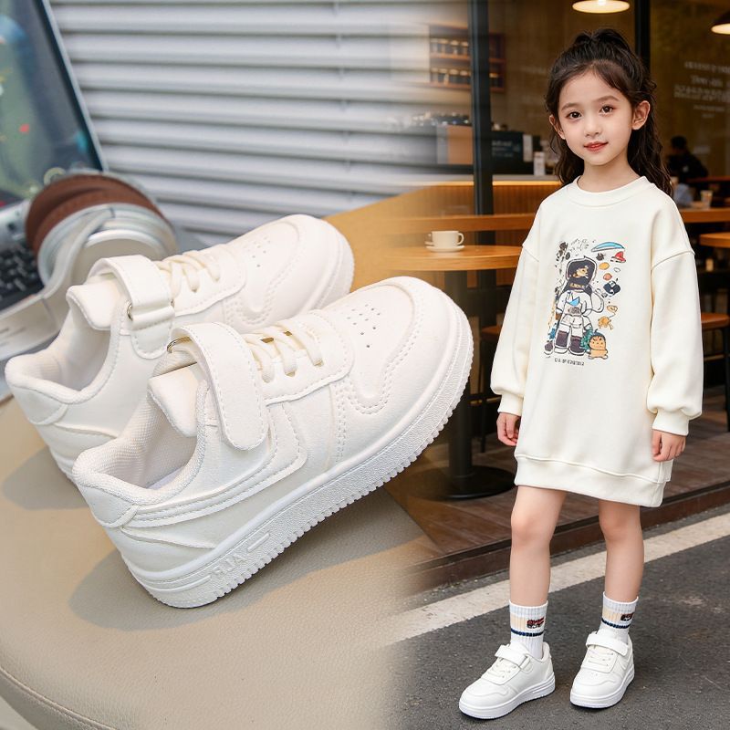 2026 Spring and Autumn Style Boys' and Girls' White Children's Sneakers, Girls' Soft Sole Kids' Shoes, Children's White Sneakers
