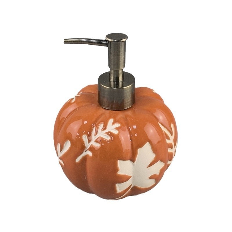 Botella de baño de calabaza de cerámica creativa personalizada de Halloween jabón pila set cerámica desinfectante de manos botella de presión botella dividida