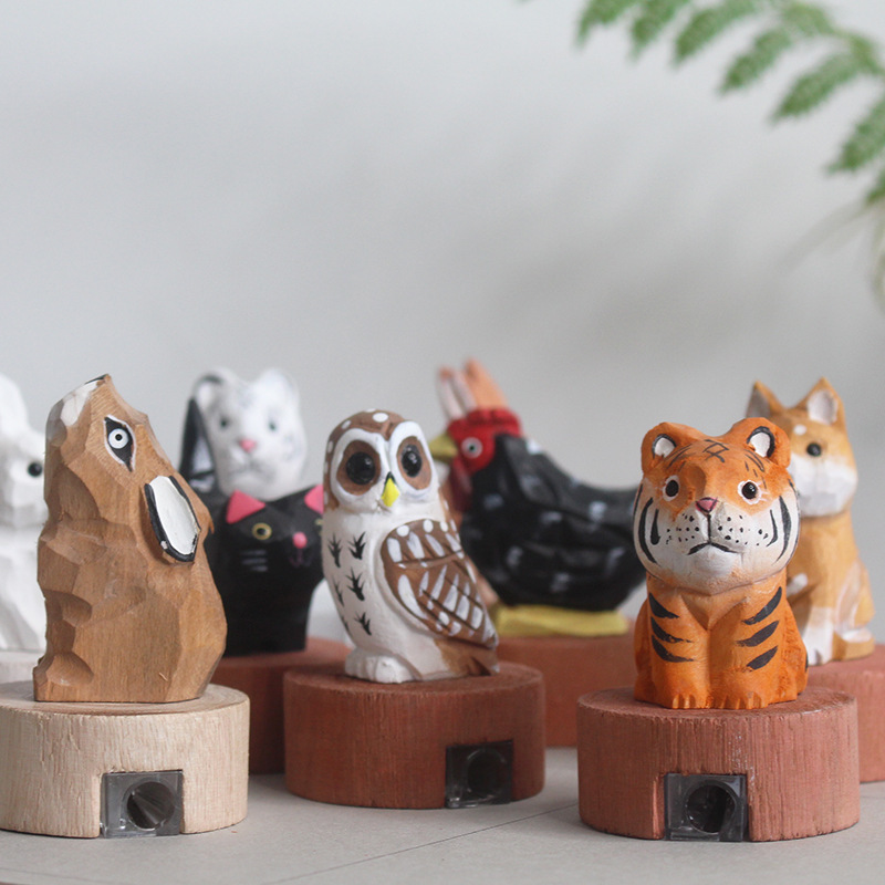 Wooden Cute Grocery Animal Pencil Sharpener Creative Stationery Wooden Cute Grocery Animal Pencil Sharpener Creative Stationery