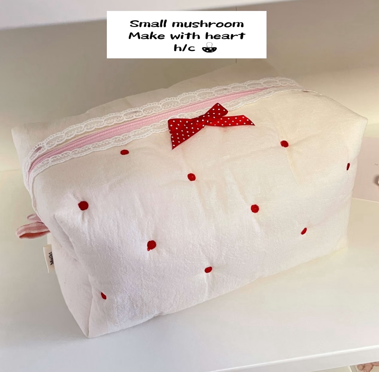 레드 도트무늬 수납가방(화장품가방)