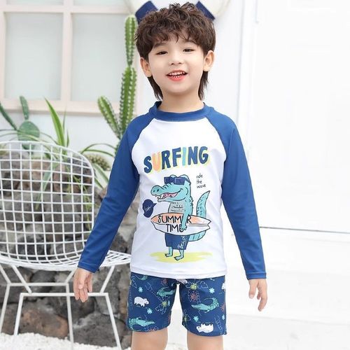 Children's swimsuit, unisex baby boy sun protection quick-drying separate swim trunks set, little kid pool swimsuit cute swimming suit