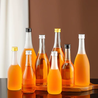 厂家直销300ml透明蒙砂玻璃瓶大肚果酒瓶 杨梅酒瓶清酒瓶自酿酒瓶