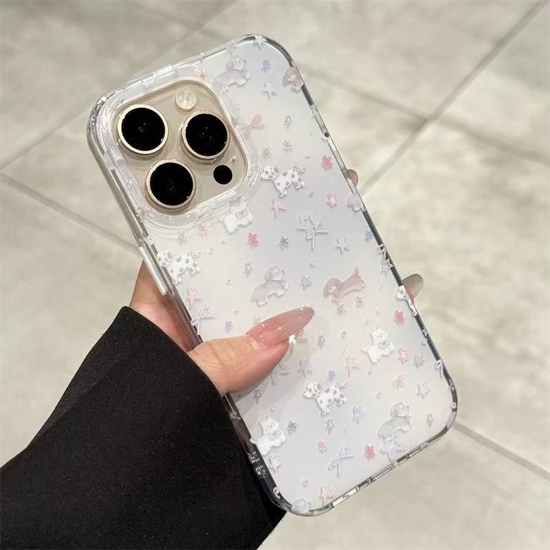 Nicho ins púrpura difuminado estrella salchicha perro para iPhone 15/14 funda para teléfono móvil Apple 16ProMax hembra