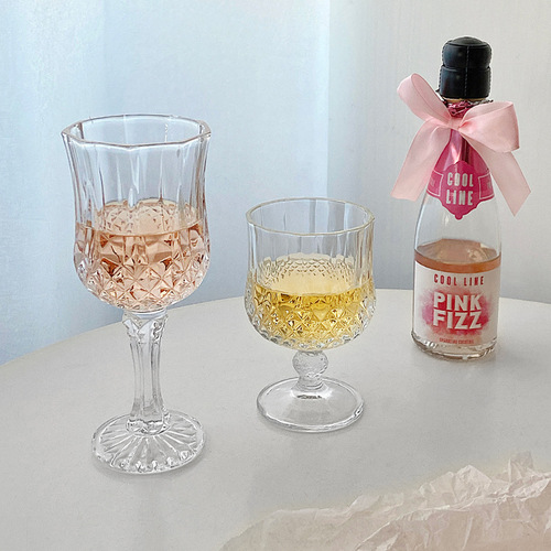 Household European glass diamond red wine glass set household whiskey goblet foreign wine glass wine cup