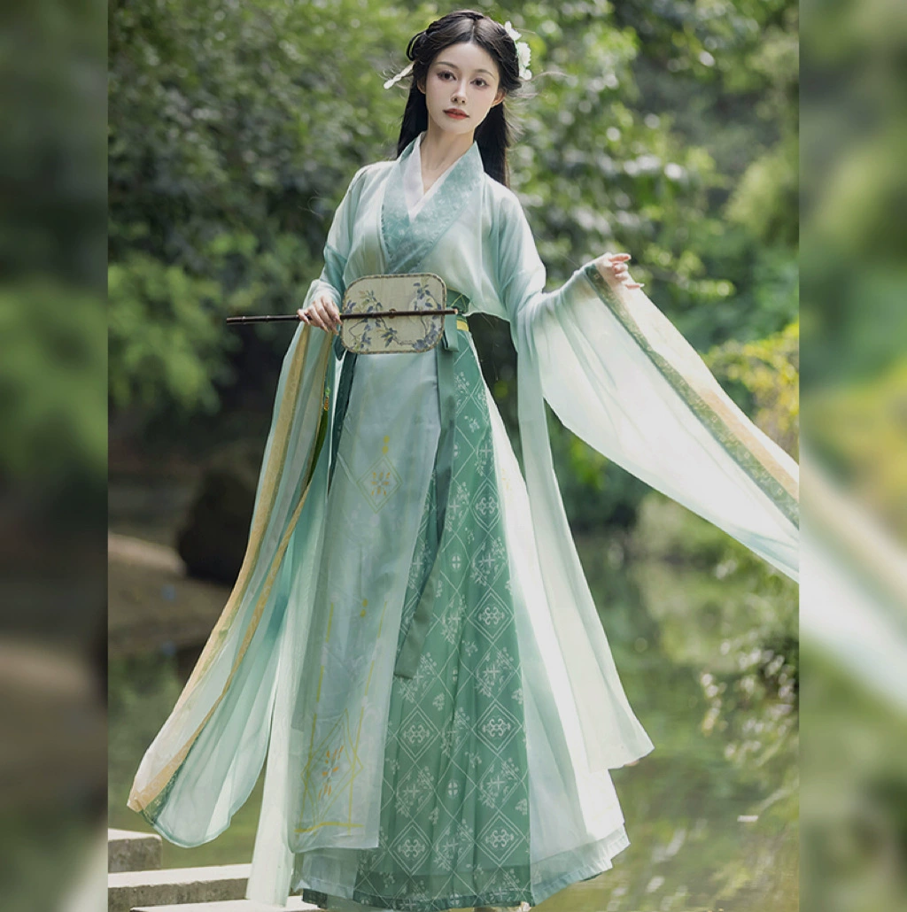 Yunzhuangge оригинальный [Qingyu] Wei Jinfeng Hanfu женский перекресток Guangxian северная и южная юбка с разрывом талии костюм феи