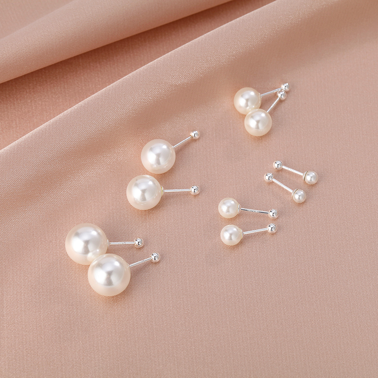 Fashion Geometric Sterling Silver Plating Artificial Pearls Ear Studs 1 Pair display picture 5