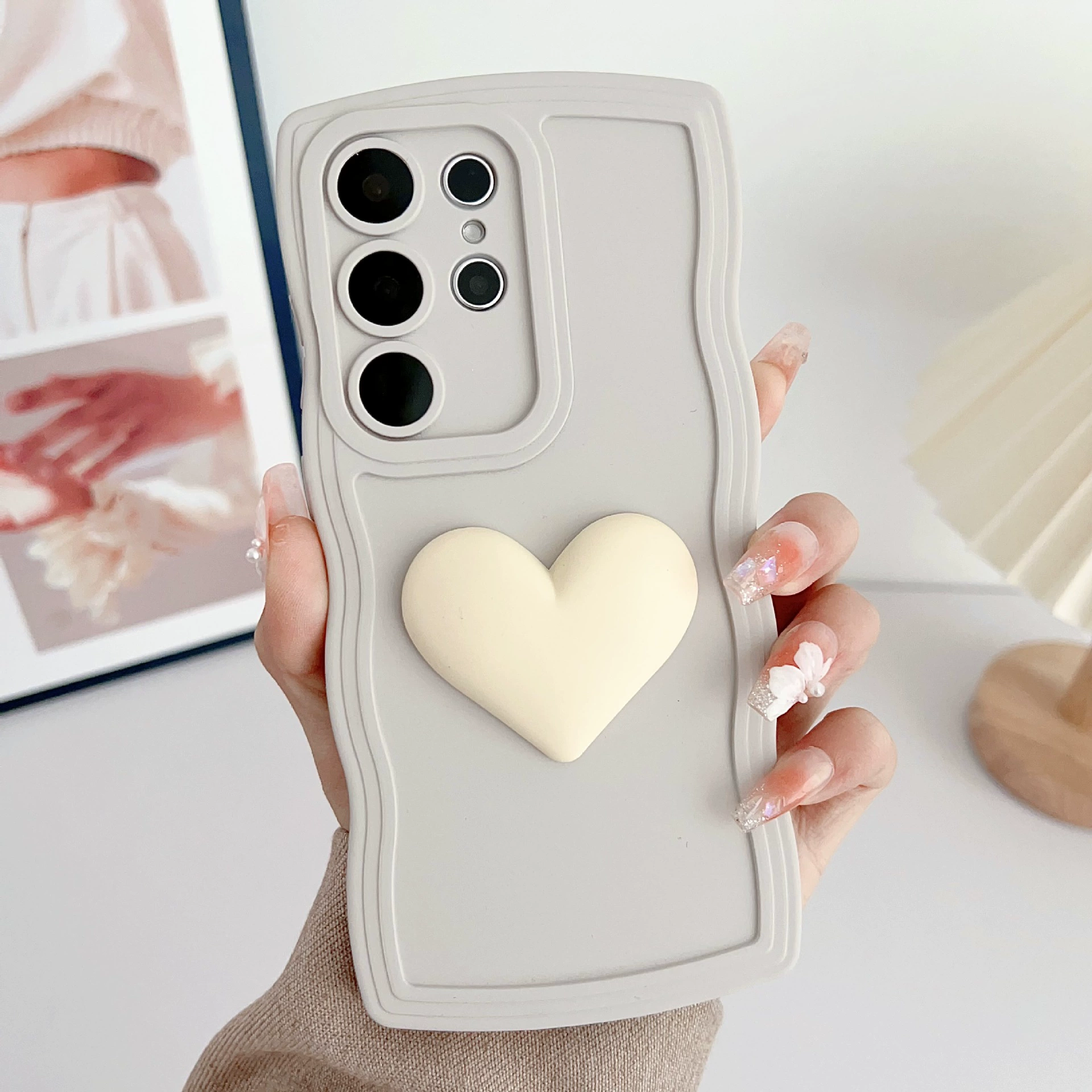 Подходит для Samsung S25Ultra чехол для мобильного телефона, S23 жидкая волна A36 трёхмерная любовь S25FE/A15 защитный чехол