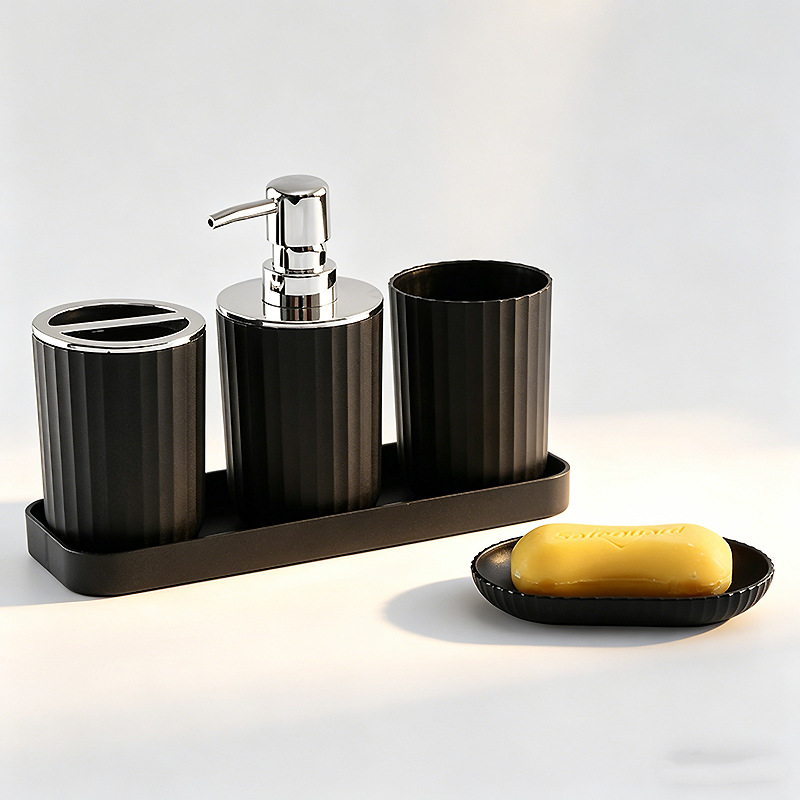 Juego de Accesorios de Baño de Bambú de Plástico