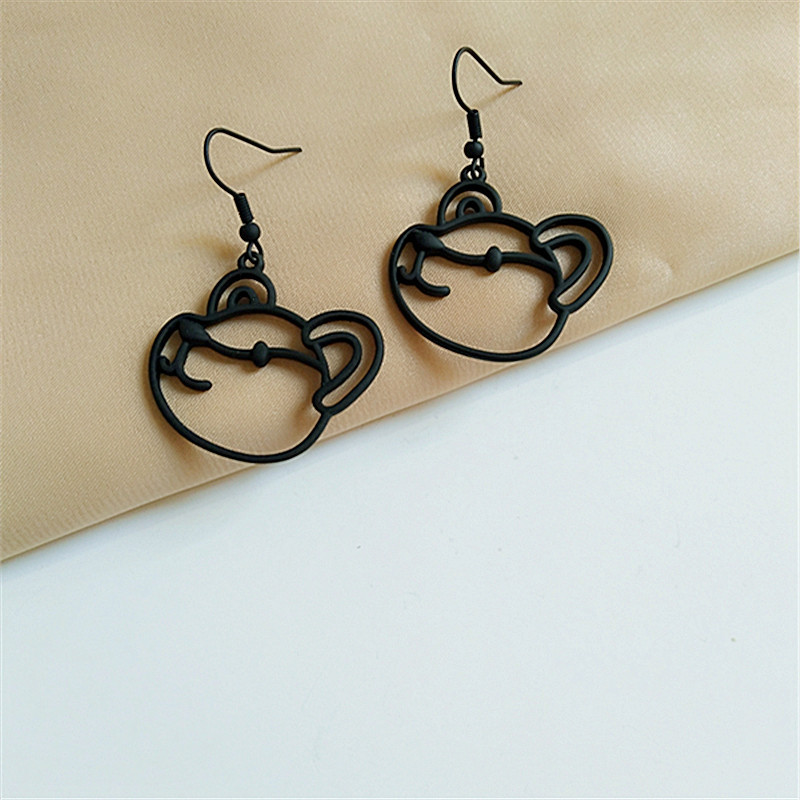 Retro cute creative black cartoon earrings