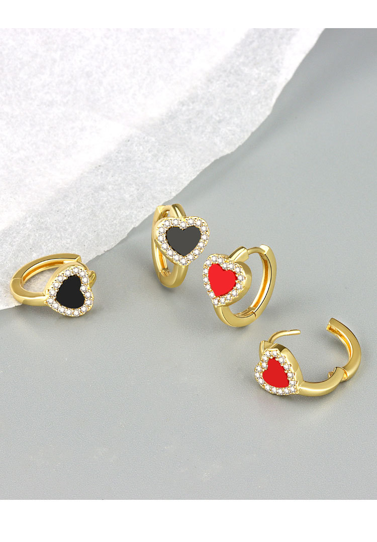 Simple Style Heart Shape Copper Inlay Rhinestones Ear Studs 1 Pair