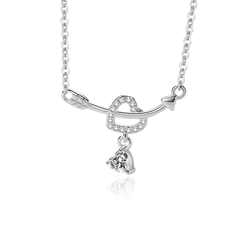 S925 plata esterlina diamante-incrustado flecha collar moda estilo europeo y americano temperamento transfronterizo amor romántico clavícula cadena al por mayor