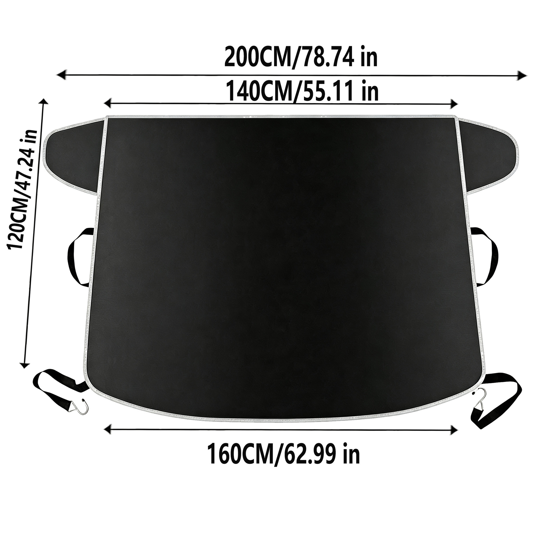Car snow cover, winter windshield cover, black-coated reflective snow cover for night use, new car sunshade