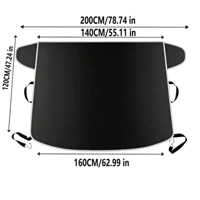 Car snow cover, winter windshield cover, black-coated reflective snow cover for night use, new car sunshade (Sun shade) - 210t-black-coated-oxford-fabric-hook-non-magnetic-snow-shield-luminous-edge