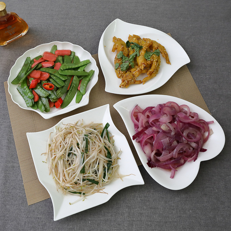 Ceramic Household Dish Plate Western Food Plate Microwave Oven Pure Color Hotel Creative Tableware Combination Plate Chinese Breakfast Set