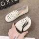 New Soft Bottom Breathable Comfortable Soft Leather Summer Hollow Sandals Casual Summer Slip-on Peas Shoes Flat Shoes