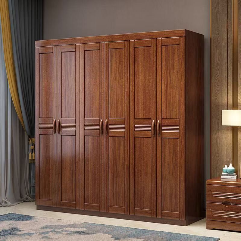 Modern Chinese Walnut Solid Wood Master Bedroom Wardrobe Home Bedroom Large Capacity Double Door Wardrobe Storage Wardrobe
